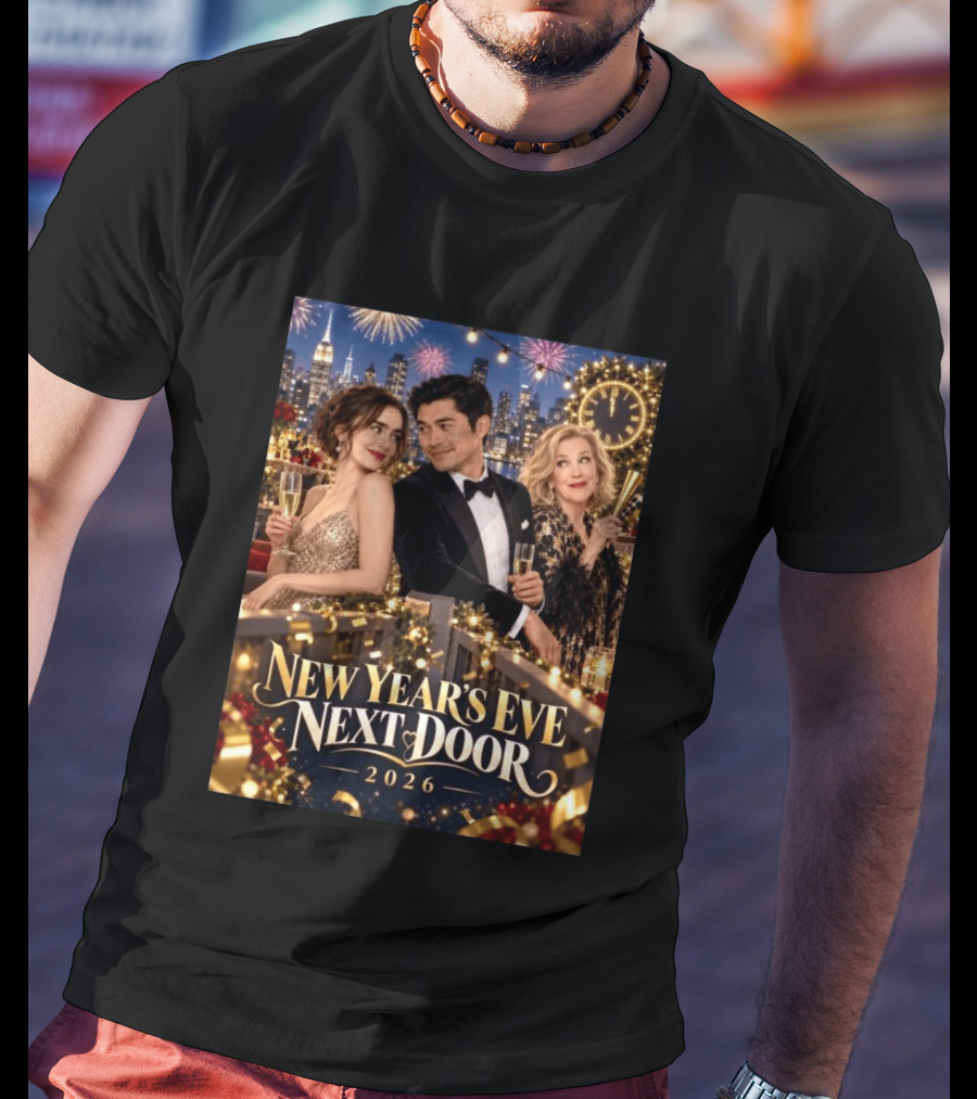 New Year's Eve Next Door 2026 Celebration With Charming Guests And Fireworks T-Shirt