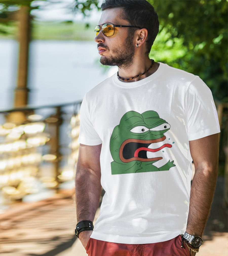 Angry Pepe Frog Meme Tongue Out Reaction Image T-Shirt