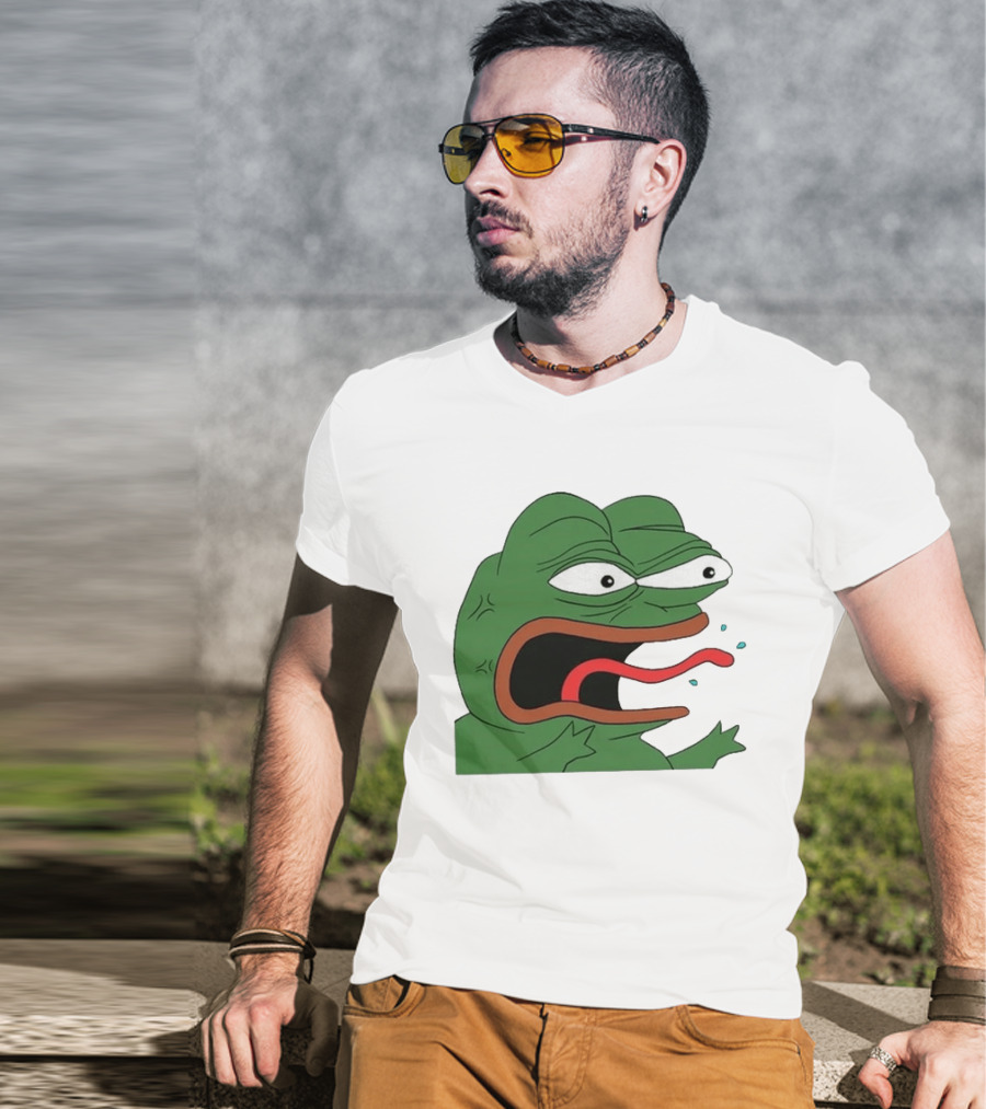 Angry Pepe Frog Meme Tongue Out Reaction Image T-Shirt