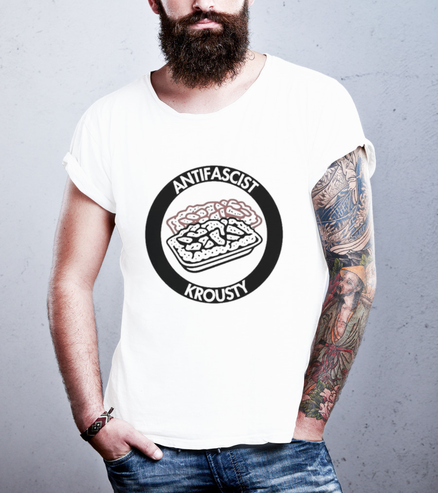 Antifascist Krousty Pizza Antifa Symbol Bold Political Message T-Shirt