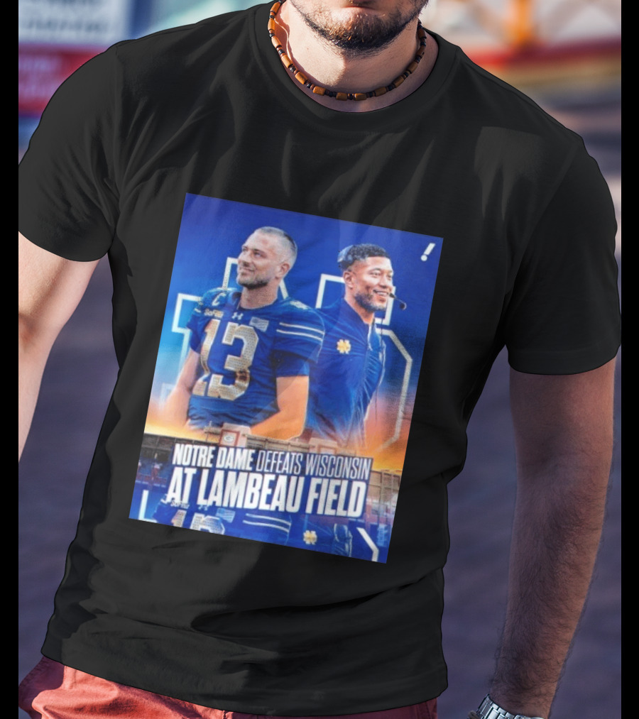 Notre Dame Defeats Wisconsin At Lambeau Field Notre Dame Fighting Irish Victory T-Shirt