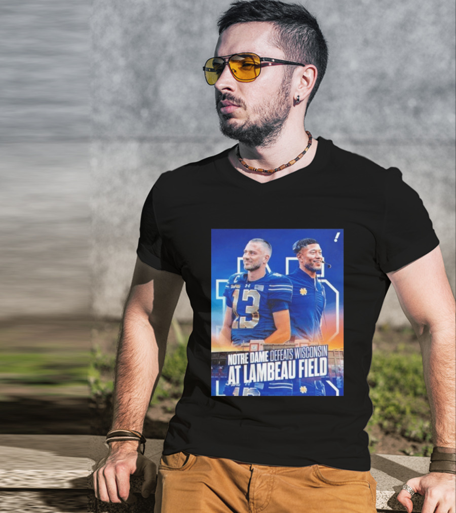 Notre Dame Defeats Wisconsin At Lambeau Field Notre Dame Fighting Irish Victory T-Shirt