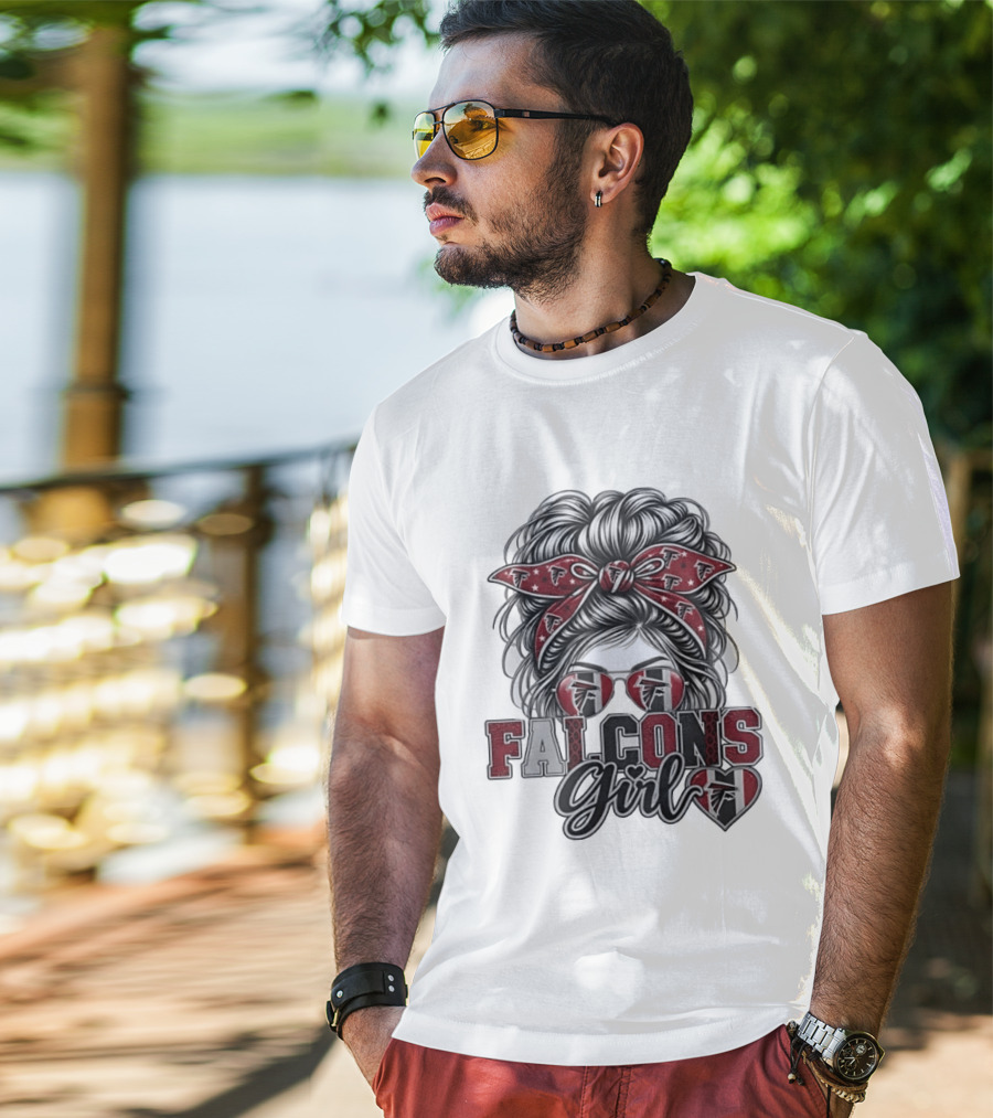 Falcons Girl Messy Bun Bandana Sunglasses T-Shirt
