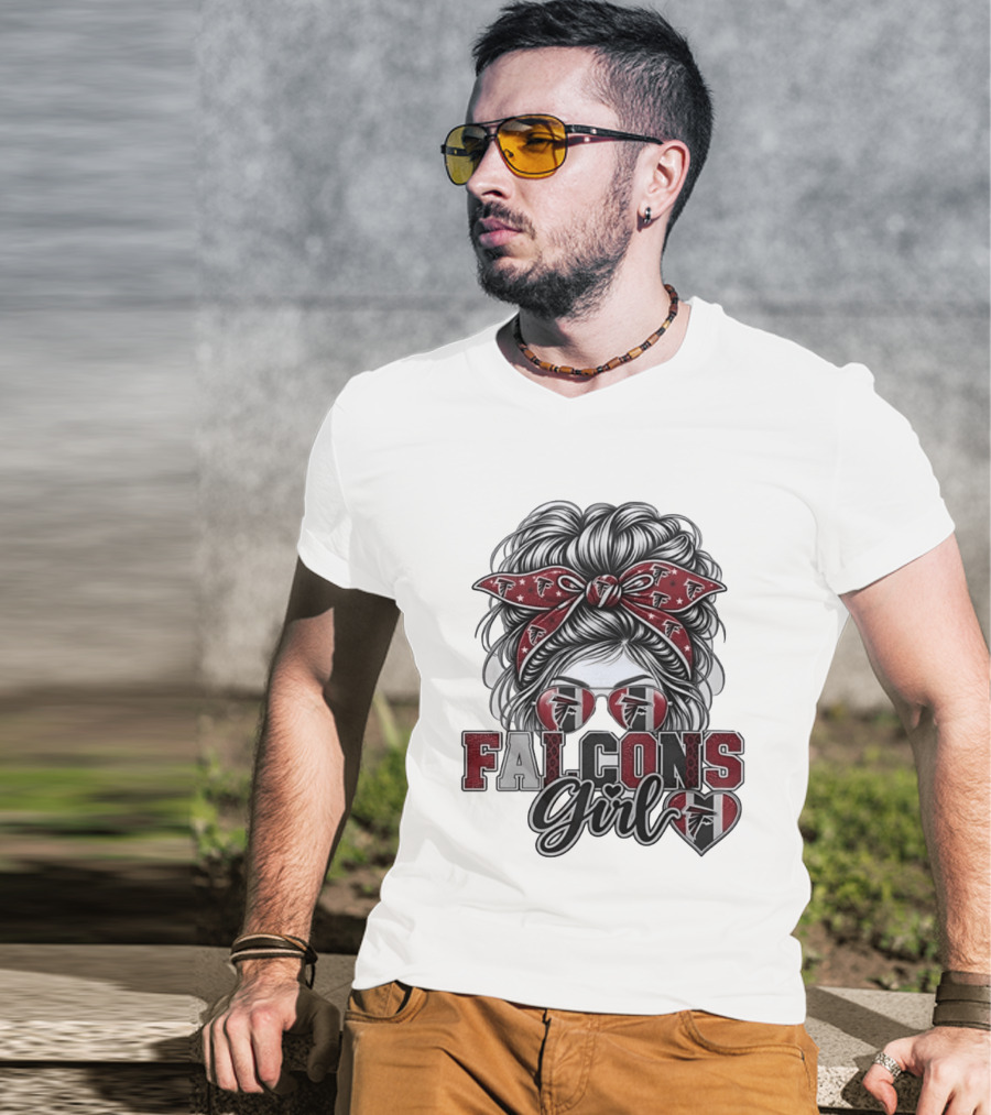 Falcons Girl Messy Bun Bandana Sunglasses T-Shirt