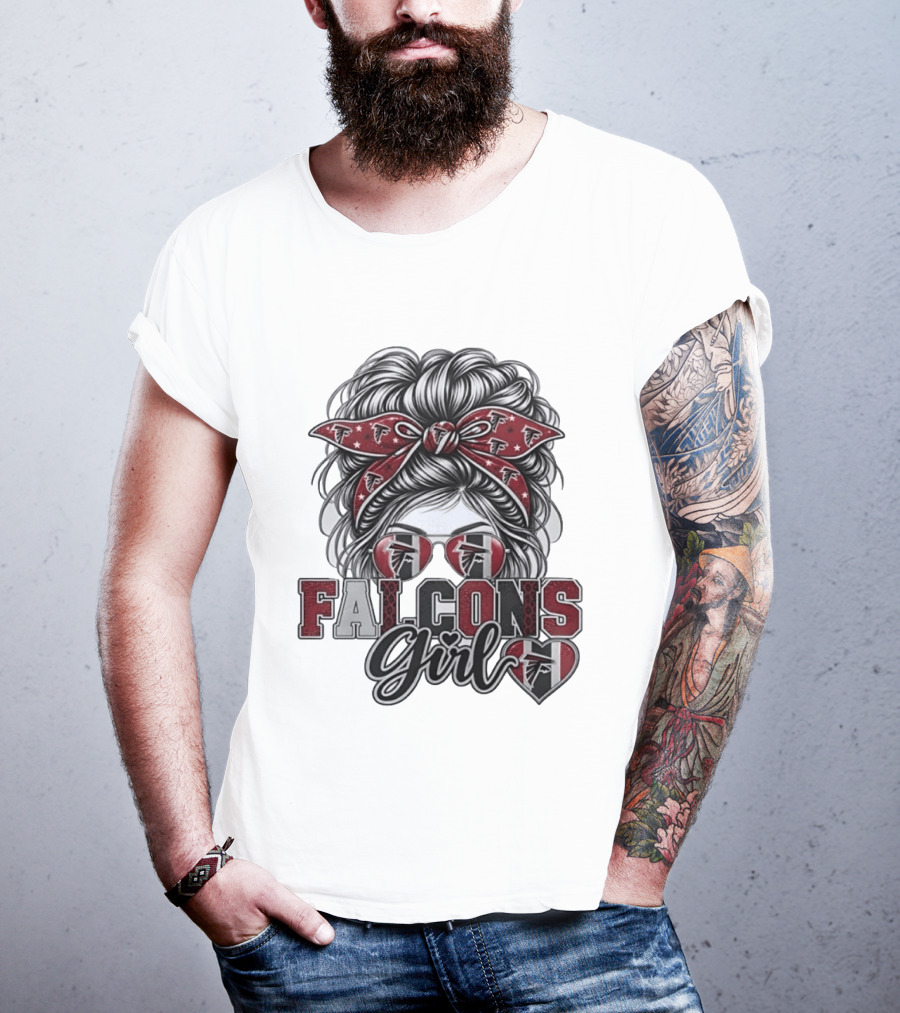 Falcons Girl Messy Bun Bandana Sunglasses T-Shirt