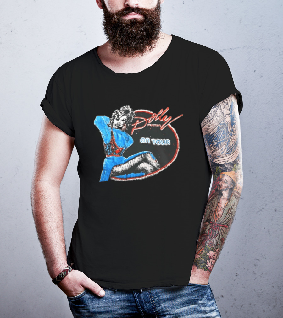 Dolly Parton On Tour Distressed Pinup Style Oval Frame T-Shirt