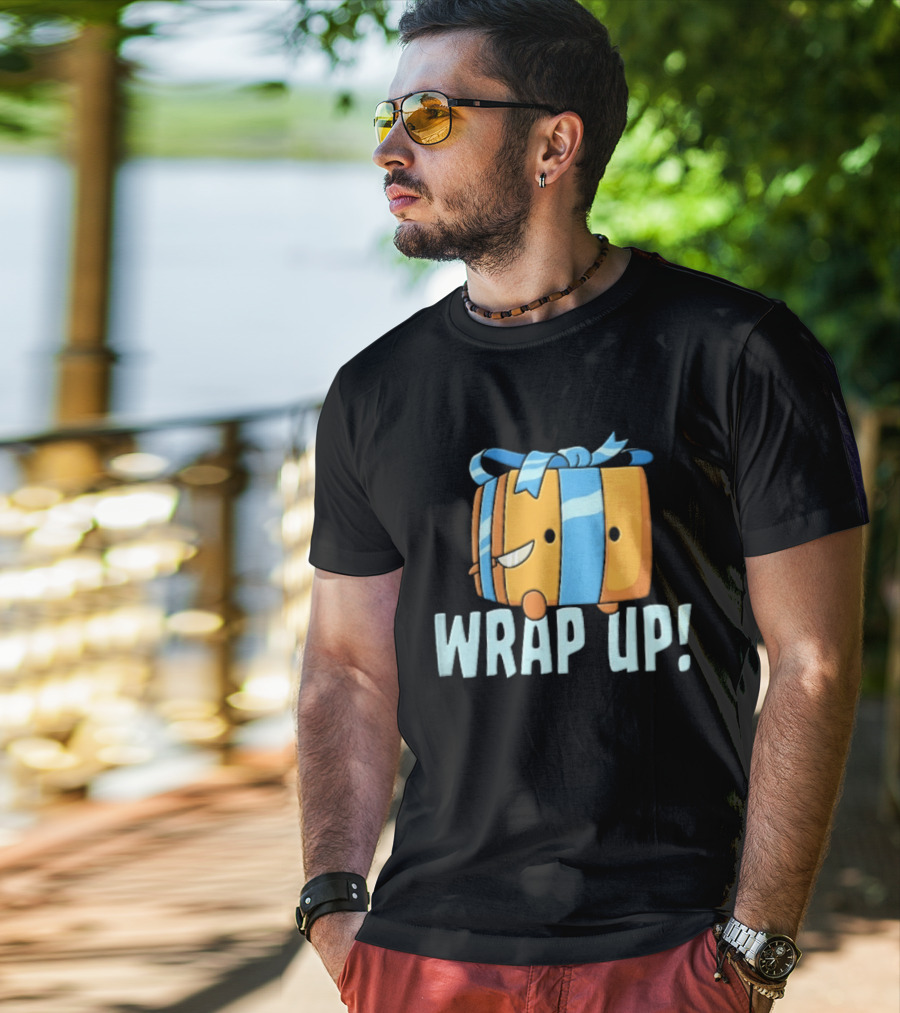 Mischievous Cartoon Ribboned Present Wrap Up With Knife T-Shirt