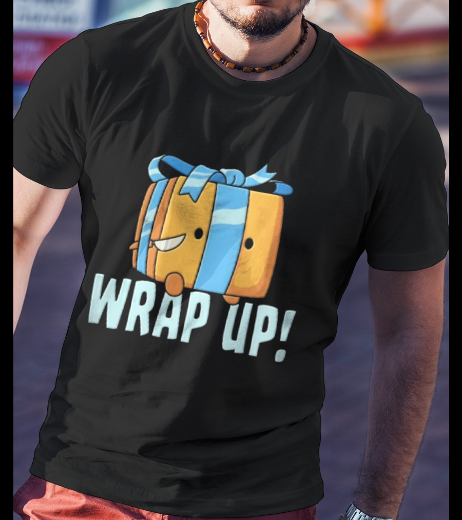 Mischievous Cartoon Ribboned Present Wrap Up With Knife T-Shirt