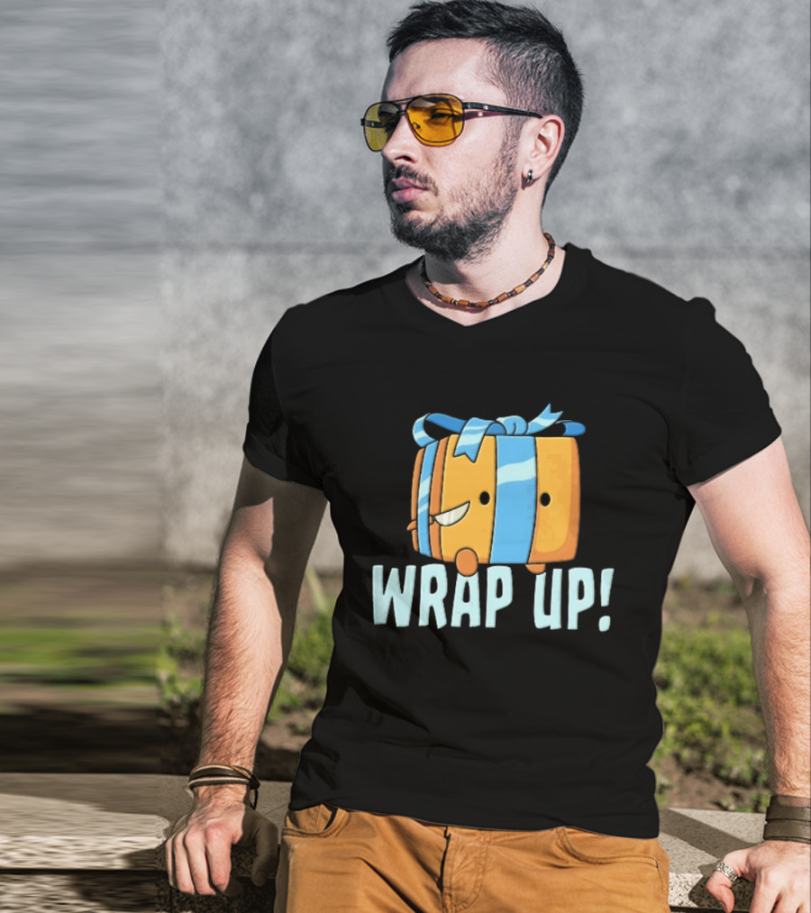 Mischievous Cartoon Ribboned Present Wrap Up With Knife T-Shirt