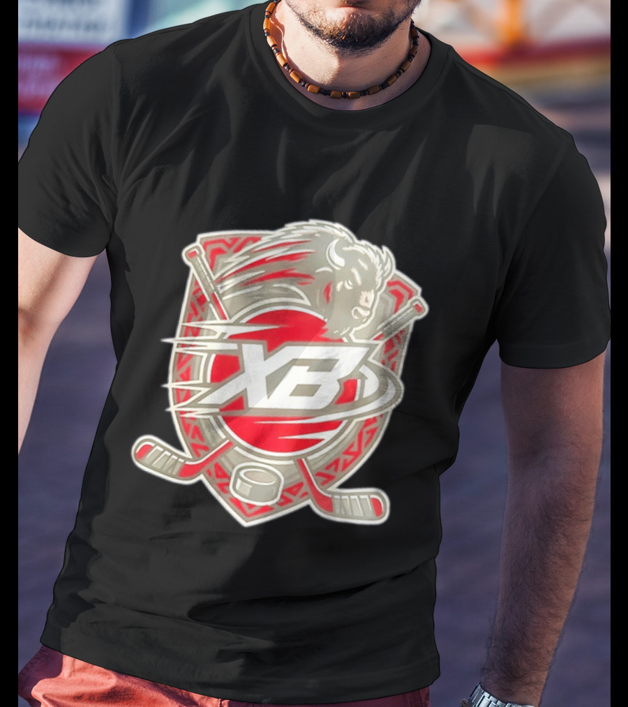 XB Buffalo Hockey Team Emblem With Crossed Sticks And Puck T-Shirt