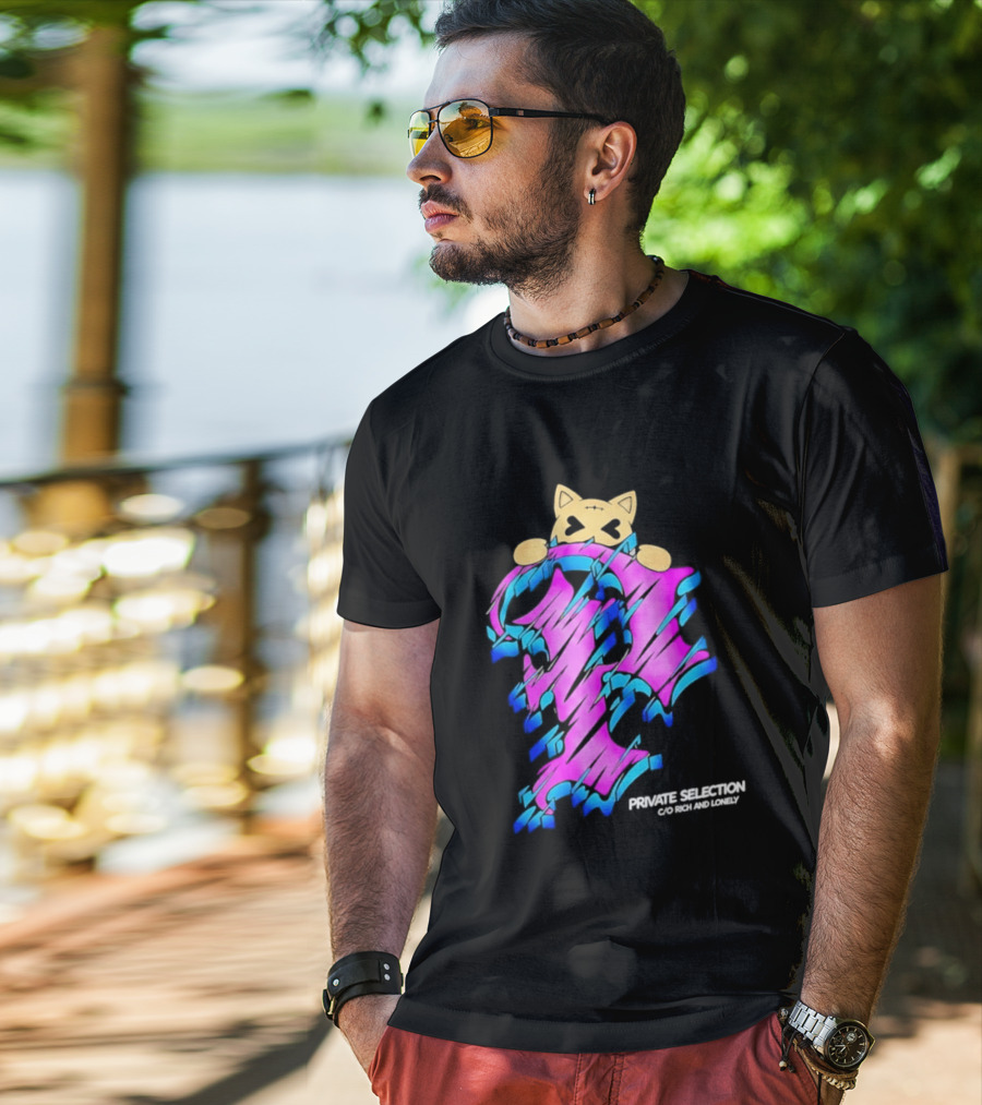 Private Selection C O Rich And Lonely Streetwear Cat Graffiti Aesthetic T-Shirt