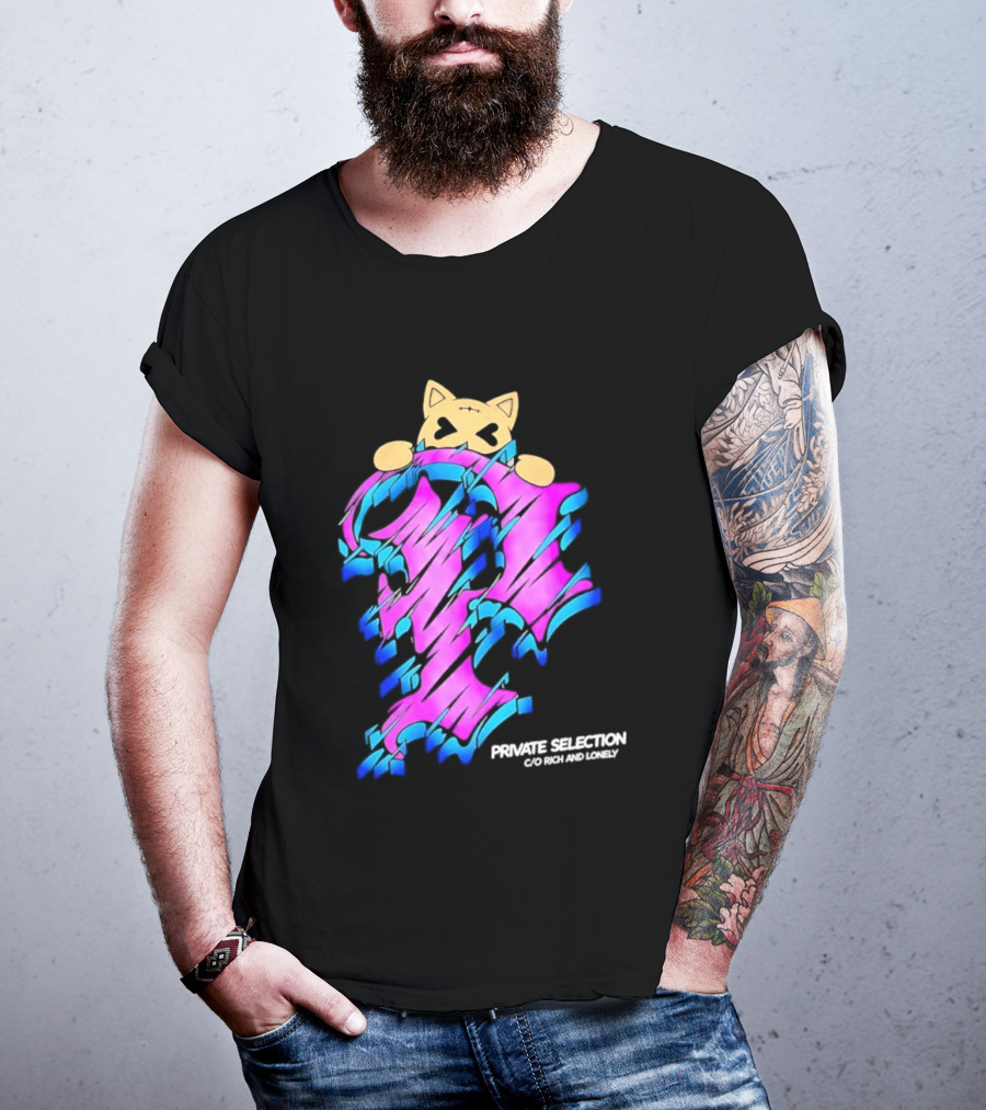 Private Selection C O Rich And Lonely Streetwear Cat Graffiti Aesthetic T-Shirt