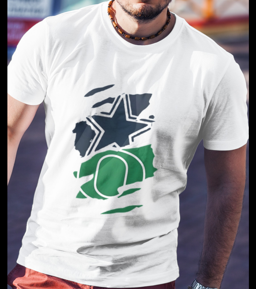 Dallas Cowboys Star And Oregon Ducks O Ripped Team Logos T-Shirt