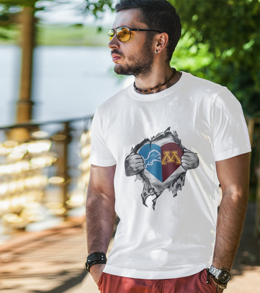 Detroit Lions And Minnesota Golden Gophers Heart T-Shirt