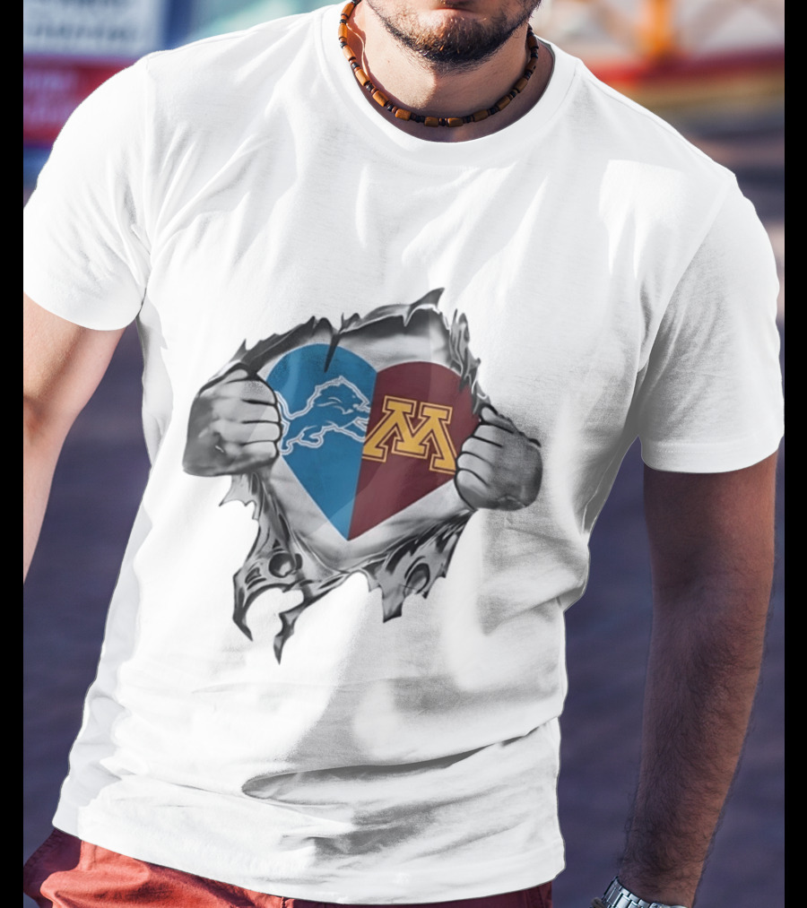 Detroit Lions And Minnesota Golden Gophers Heart T-Shirt
