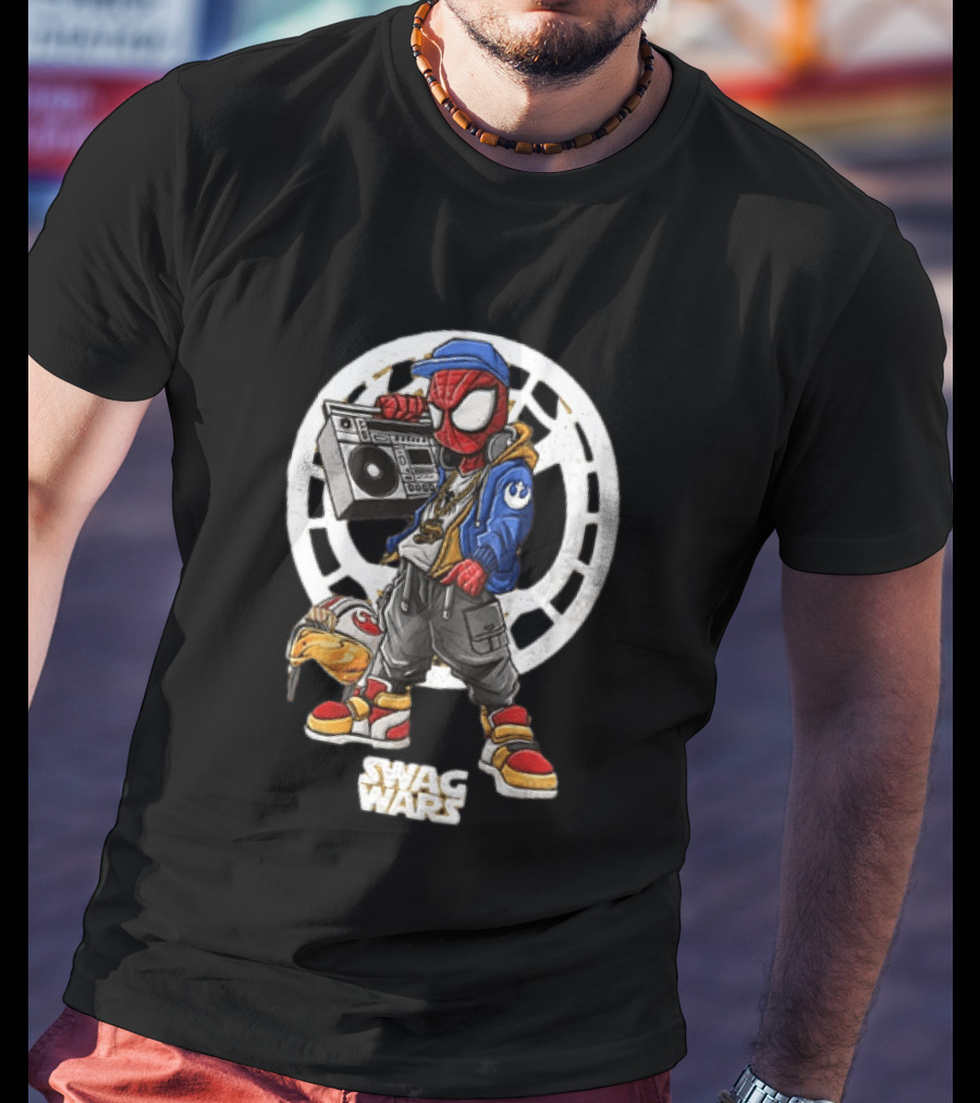 Spider Man Star Wars Swag Wars Youth Boombox Jedi T-Shirt