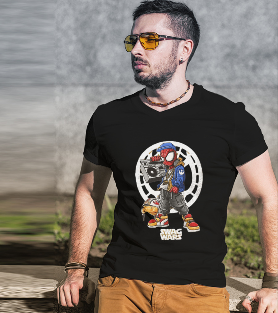 Spider Man Star Wars Swag Wars Youth Boombox Jedi T-Shirt