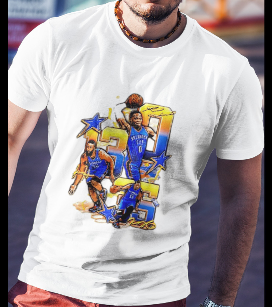 James Harden Russell Westbrook Kevin Durant Oklahoma City Thunder NBA Legends T-Shirt