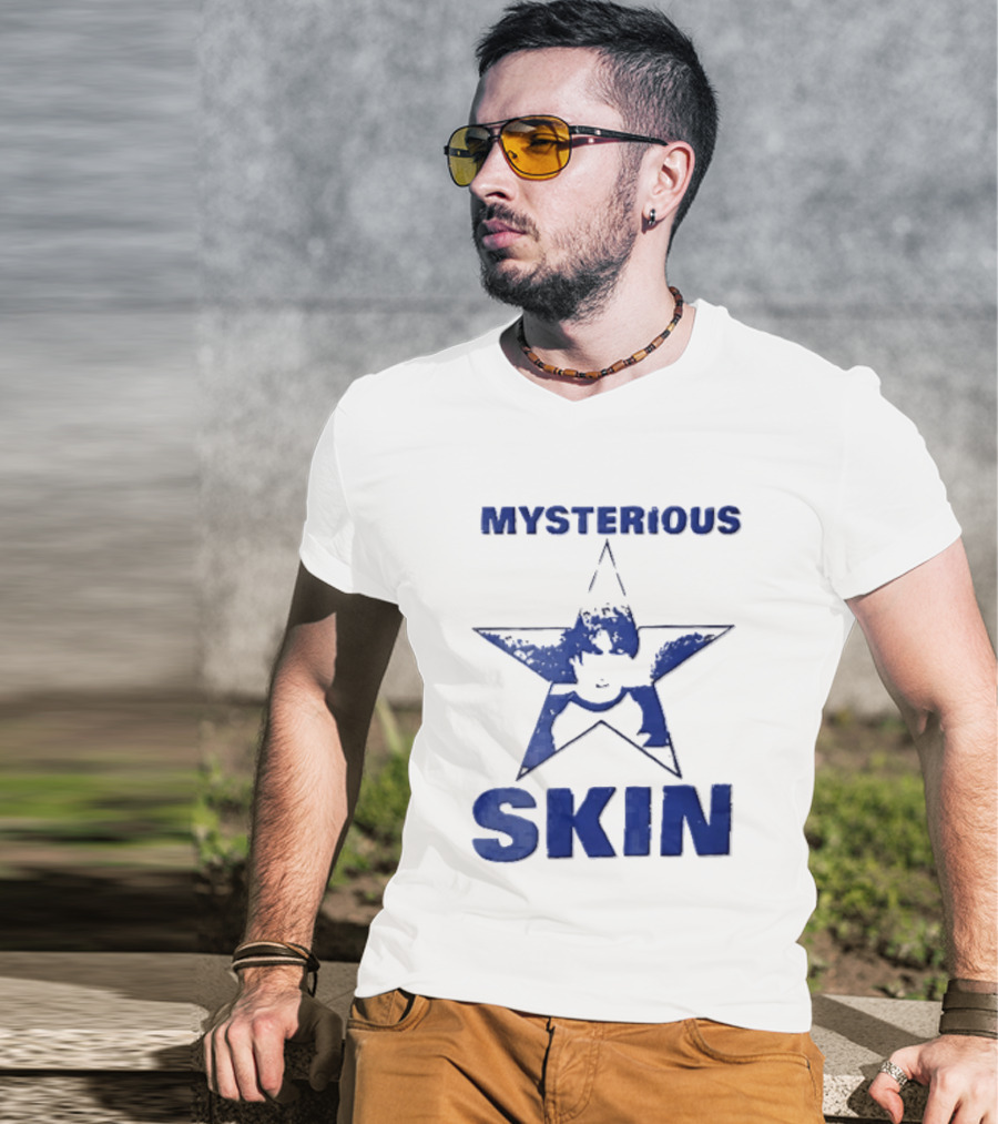 Mysterious Skin Distressed Blue Star Male Bootleg T-Shirt