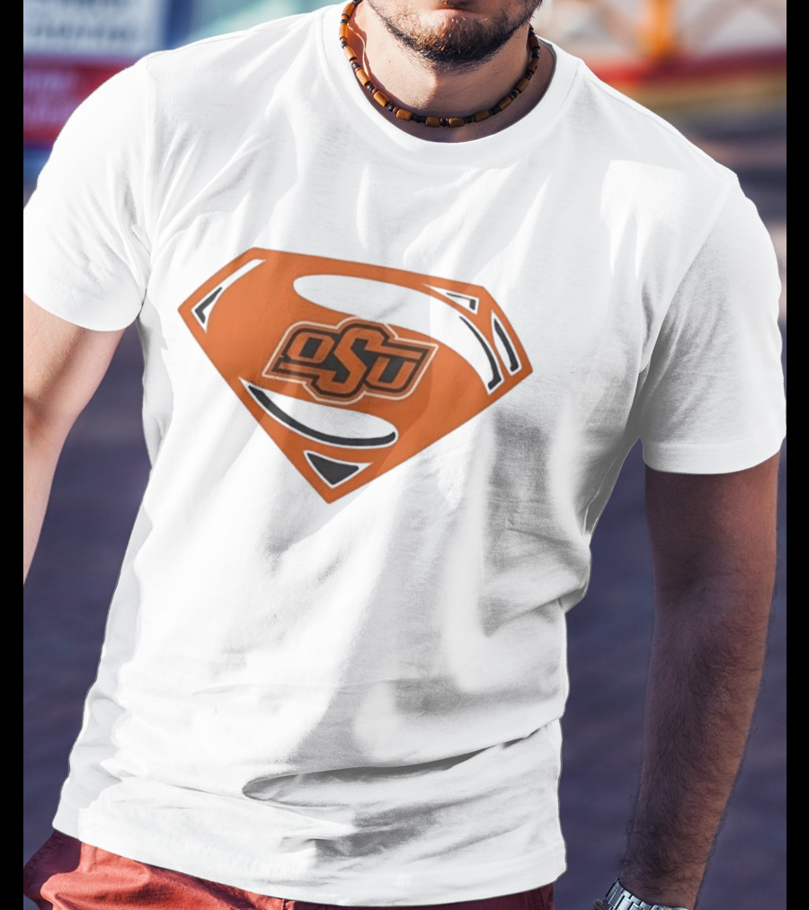 Oklahoma State University OSU Superman Emblem Orange T-Shirt