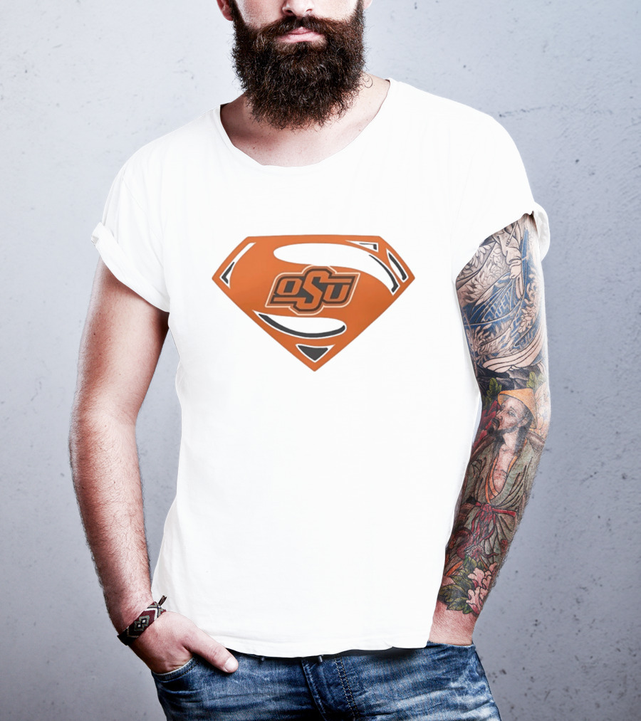 Oklahoma State University OSU Superman Emblem Orange T-Shirt