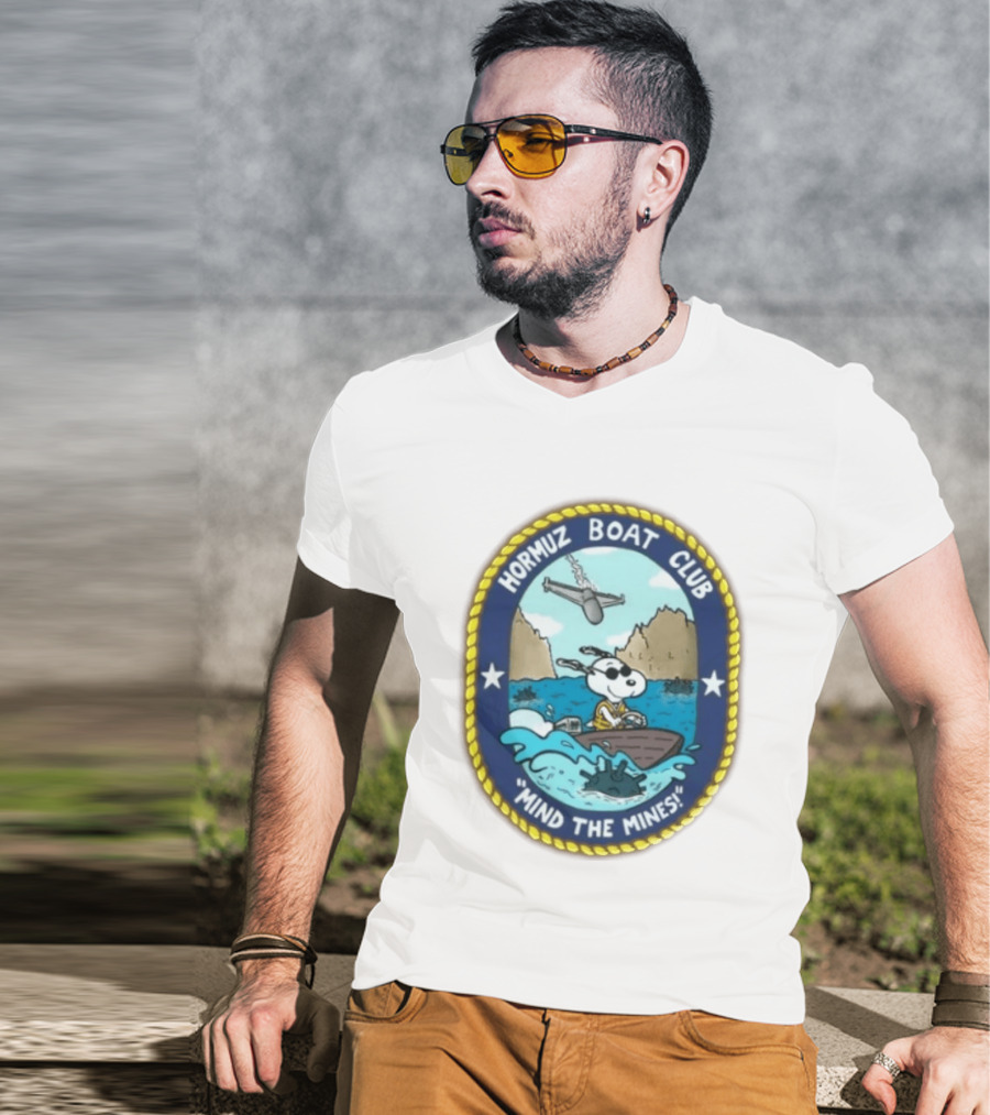Hormuz Boat Club Snoopy Mind The Mines Marine Adventure Patch T-Shirt