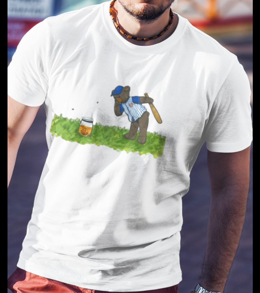 South Bend Cubs Bear With Baseball Bat And Honey Jar On Grass T-Shirt