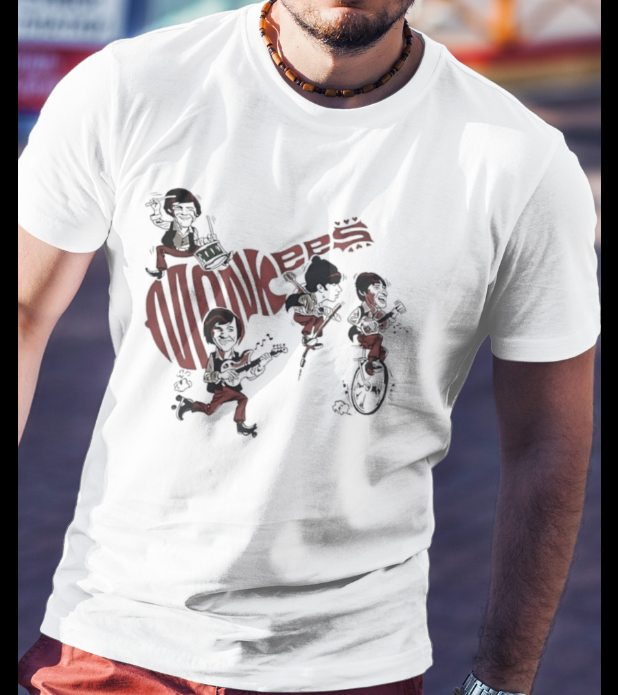 The Monkees Cartoon Band Members Davy Jones Micky Dolenz Mike Nesmith Peter Tork T-Shirt