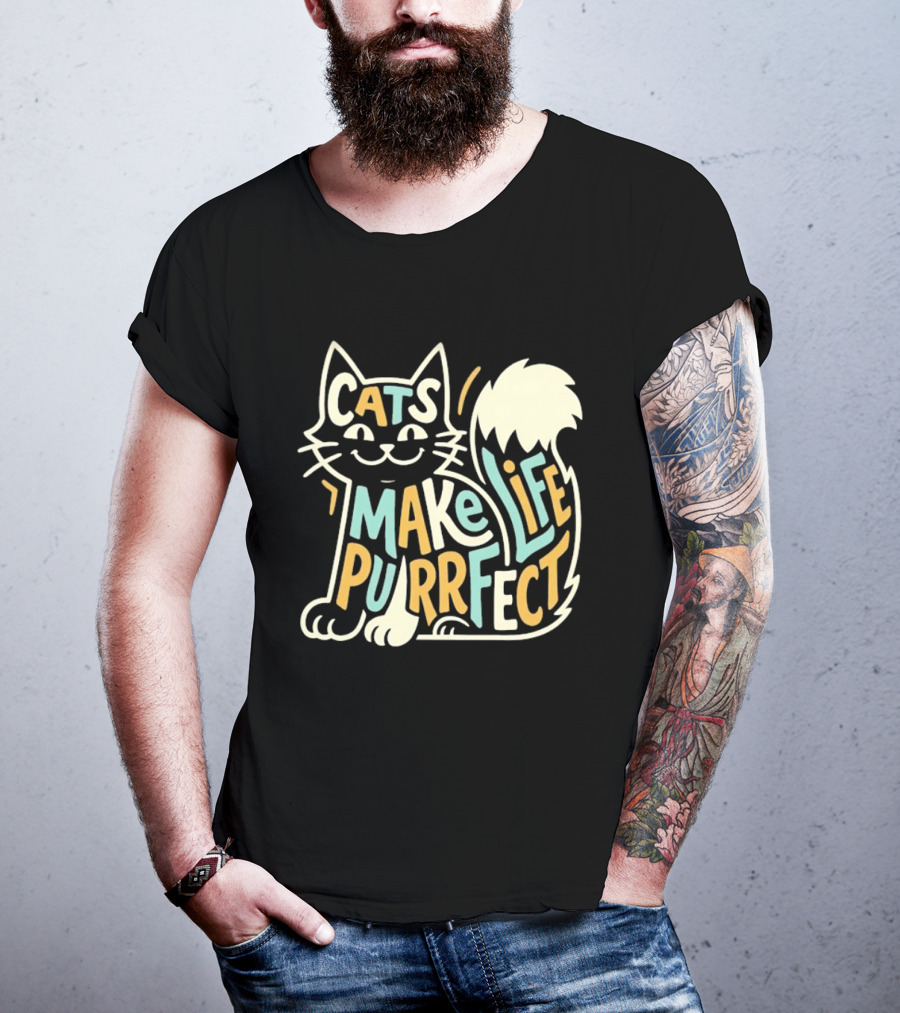 Cats Make Life Purrfect Feline Lover T-Shirt