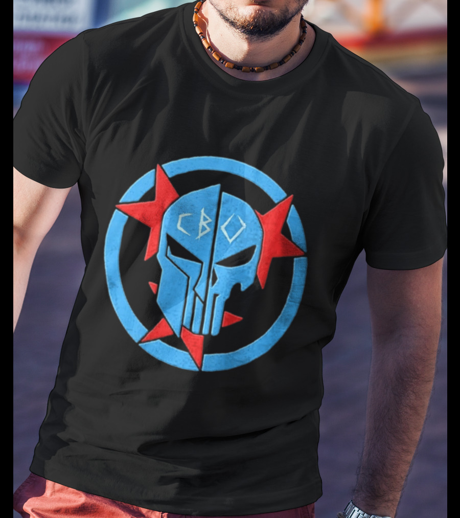 CBO Spartan Punisher Skull Red Star Blue Circle T-Shirt