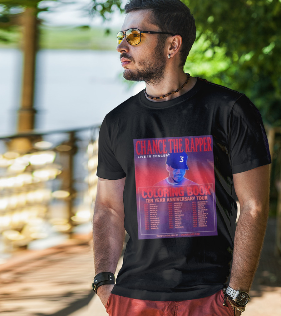 Chance The Rapper Live In Concert Coloring Book Ten Year Anniversary Tour Dates And Tickets T-Shirt