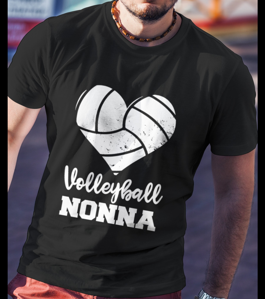 Volleyball Nonna Distressed Heart T-Shirt