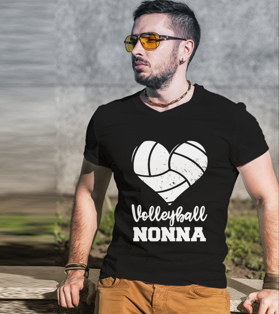 Volleyball Nonna Distressed Heart T-Shirt