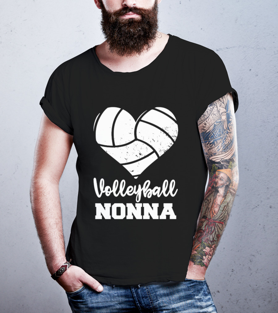 Volleyball Nonna Distressed Heart T-Shirt