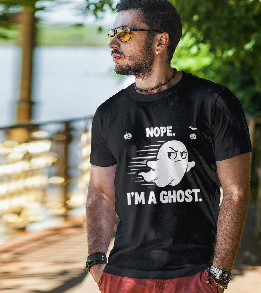Nope I'm A Ghost Halloween Spooky With Pumpkins And Bats T-Shirt