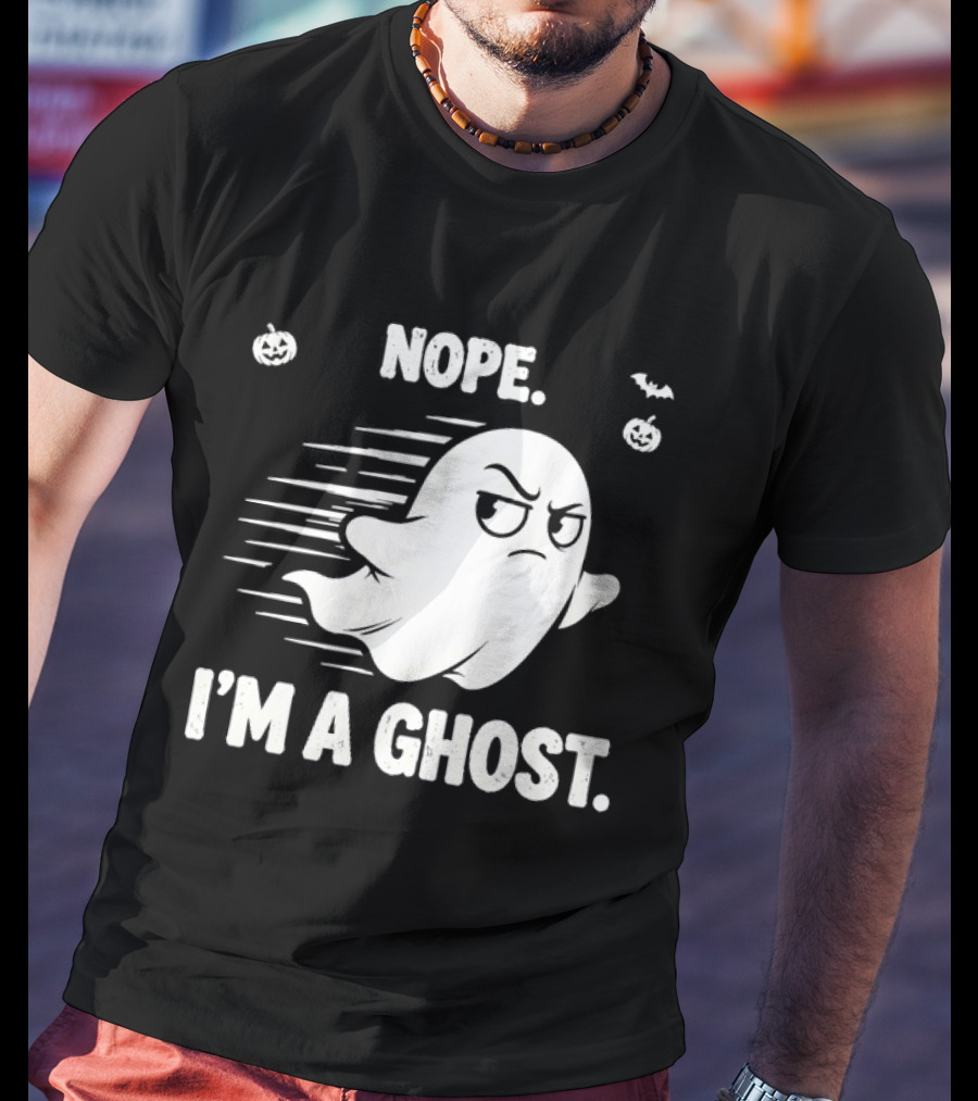 Nope I'm A Ghost Halloween Spooky With Pumpkins And Bats T-Shirt