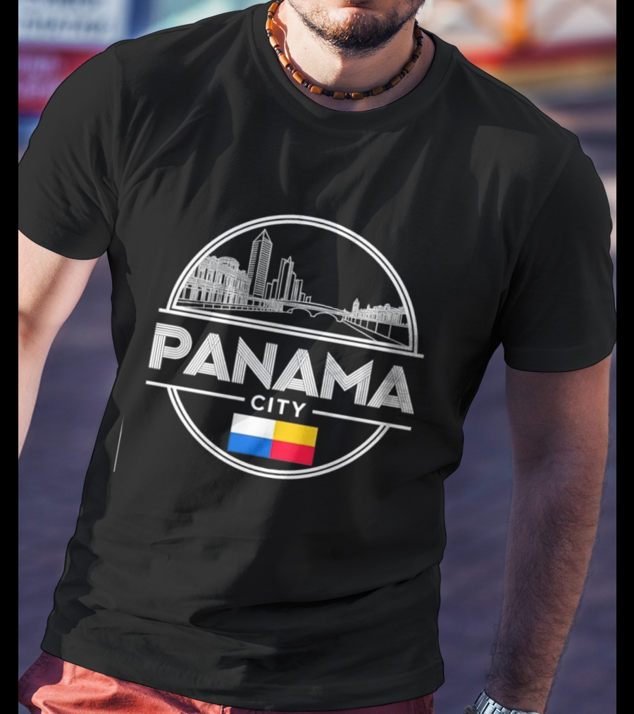 Panama City Skyline With Flag Colors Souvenir Travel Assistant To=python Code T-Shirt