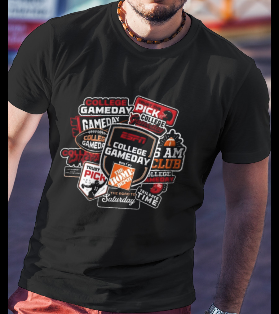 ESPn College GameDay Pick 6 AM Club Home Depot Road To Saturday Tailgate Time T-Shirt