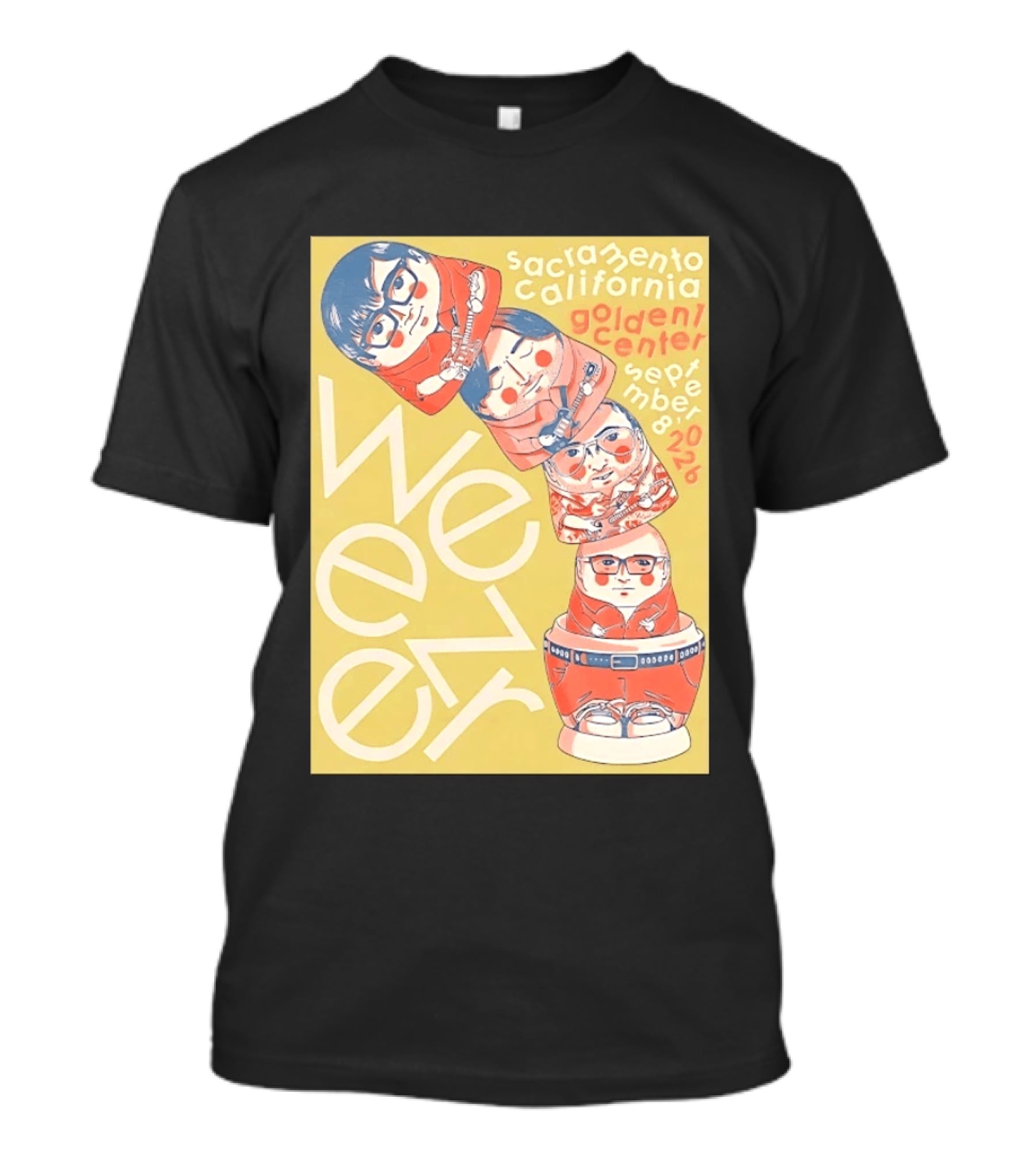 Sacramento California Golden 1 Center September 8 2026 Weezer Concert Matryoshka Dolls T-Shirt
