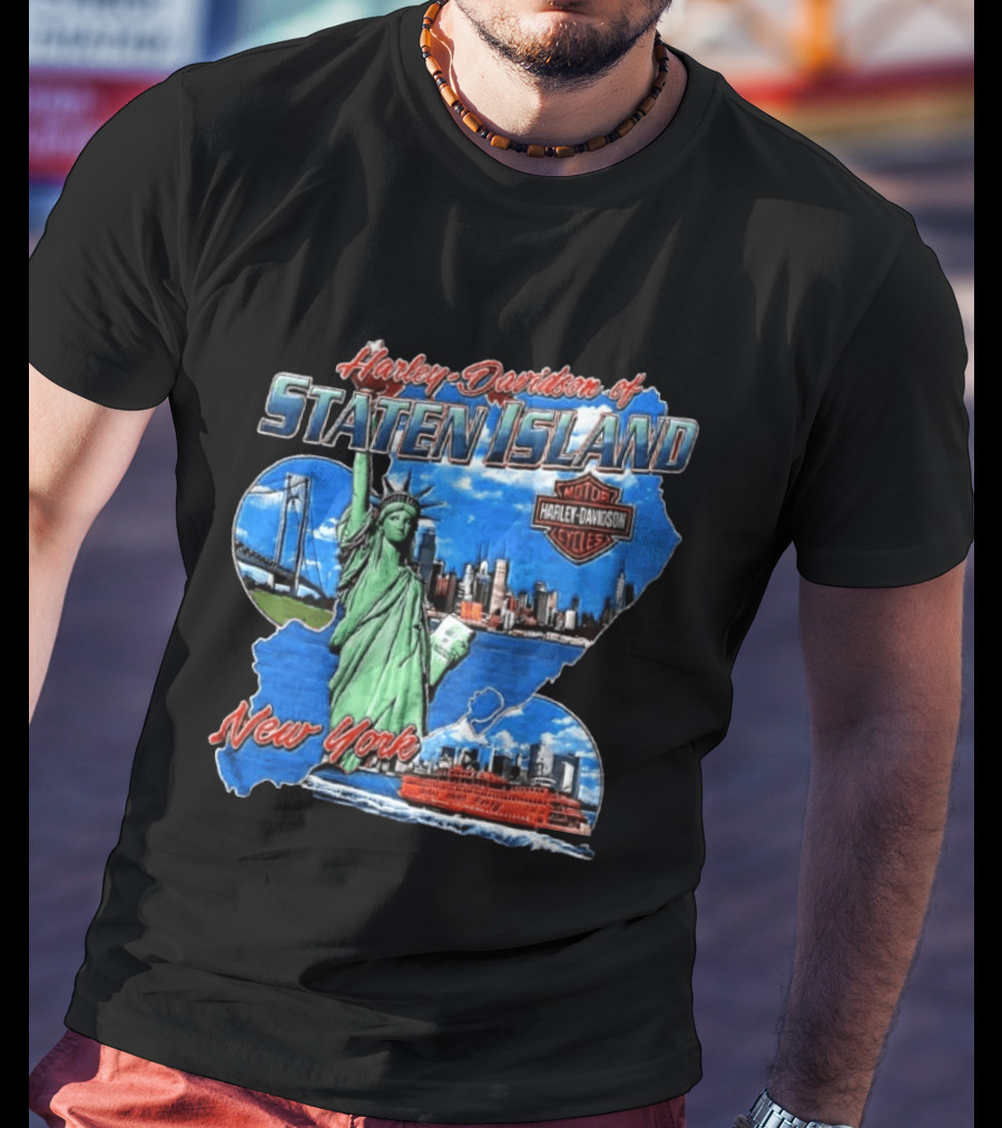 Harley Davidson Of Staten Island Liberty NYC Skyline New York T-Shirt
