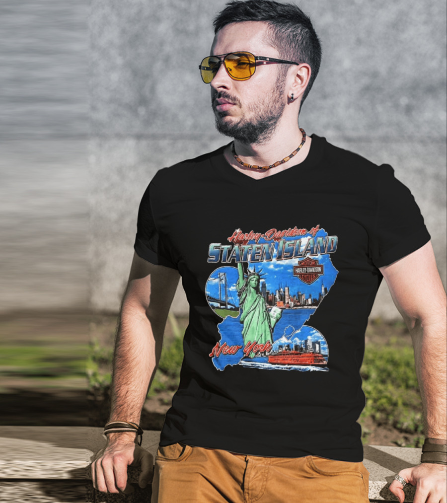 Harley Davidson Of Staten Island Liberty NYC Skyline New York T-Shirt