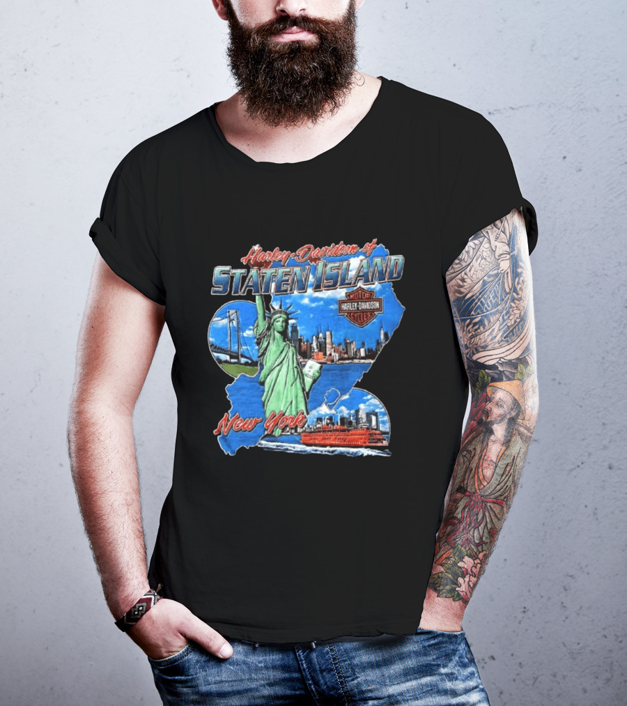 Harley Davidson Of Staten Island Liberty NYC Skyline New York T-Shirt