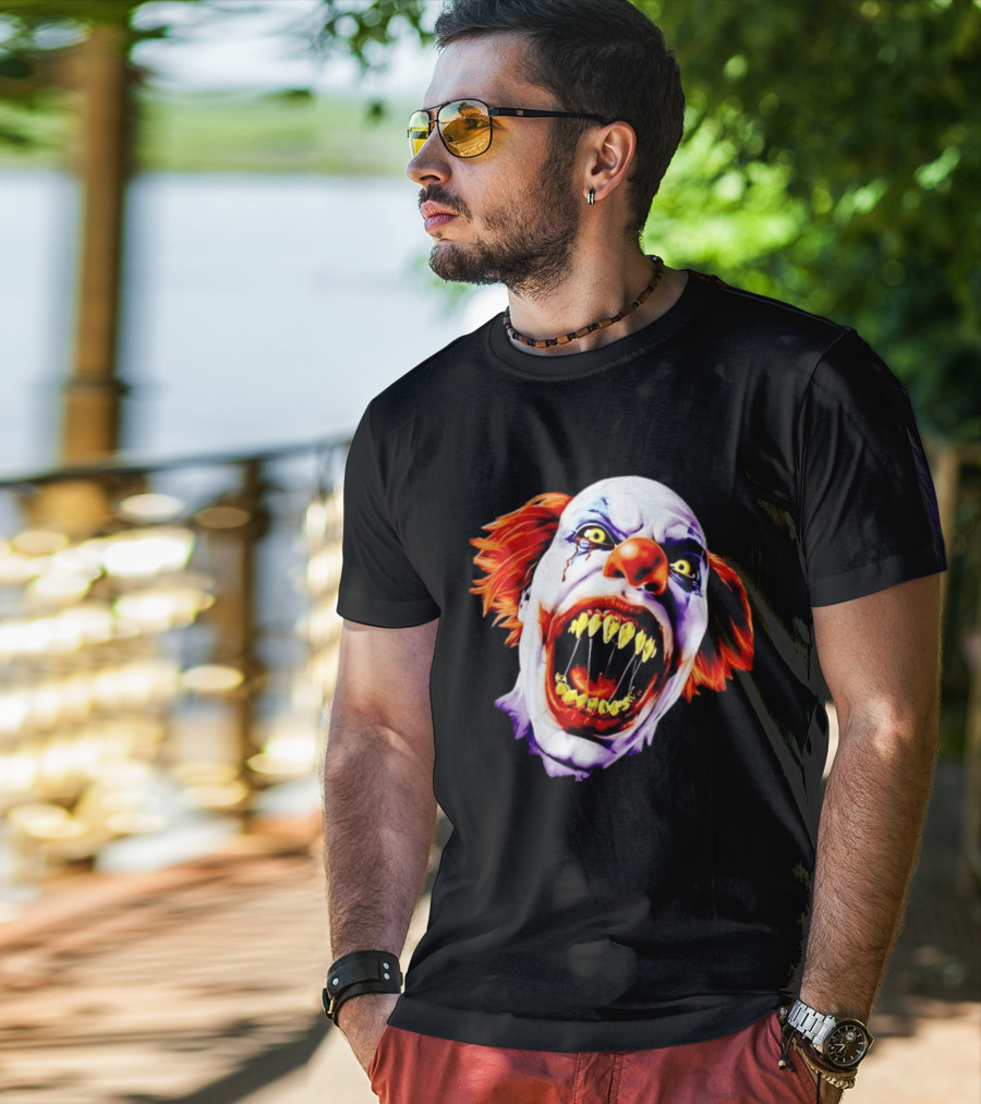 Scary Pennywise The Clown IT Horror Teeth And Fiery Hair T-Shirt