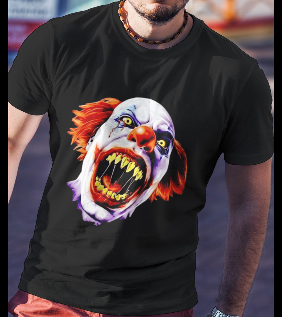 Scary Pennywise The Clown IT Horror Teeth And Fiery Hair T-Shirt