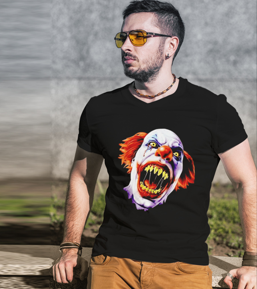 Scary Pennywise The Clown IT Horror Teeth And Fiery Hair T-Shirt