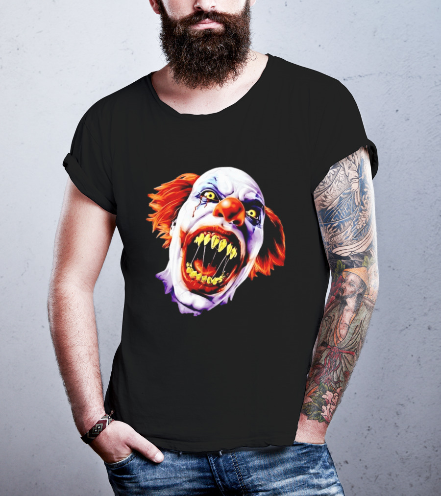 Scary Pennywise The Clown IT Horror Teeth And Fiery Hair T-Shirt
