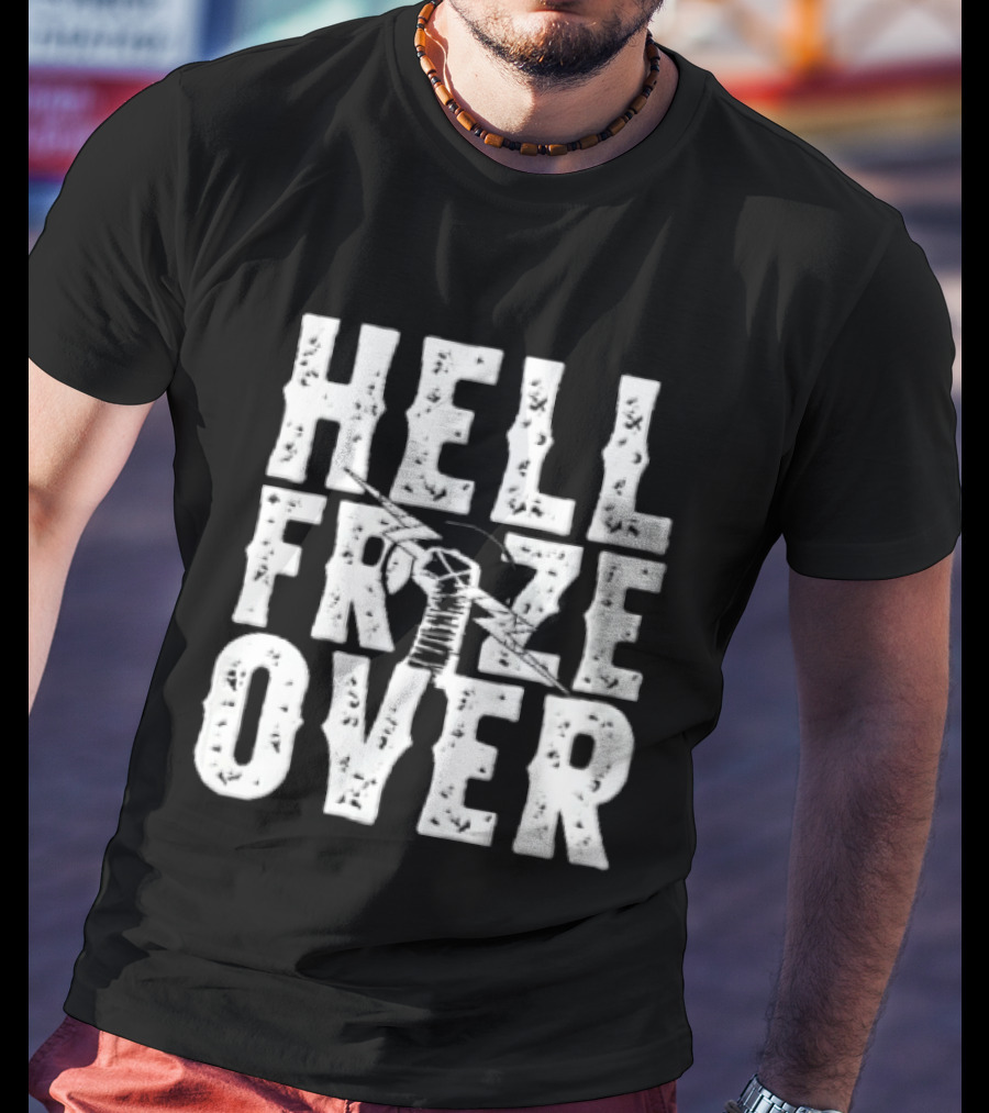 Hell Froze Over Taped Fist Lightning Bolt Distressed T-Shirt