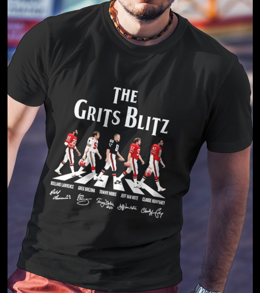 The Grits Blitz Rolland Lawrence Greg Brezina Tommy Nobis Jeff Van Note Claude Humphrey Abbey Road T-Shirt