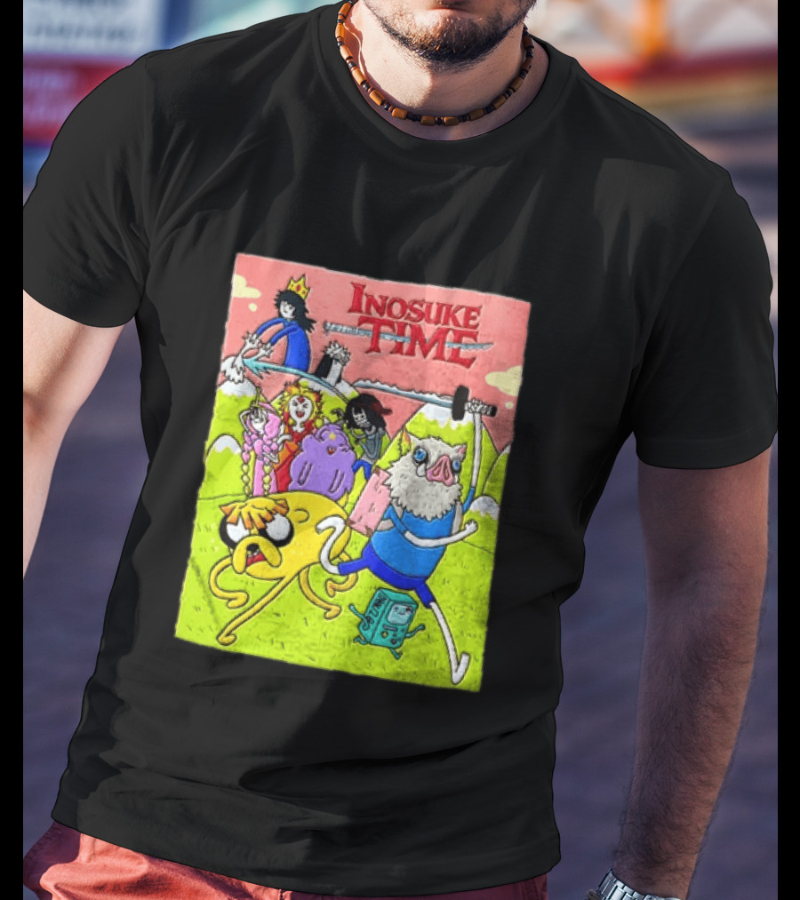 Inosuke Time Adventure With Demon Slayer Crossover Characters T-Shirt