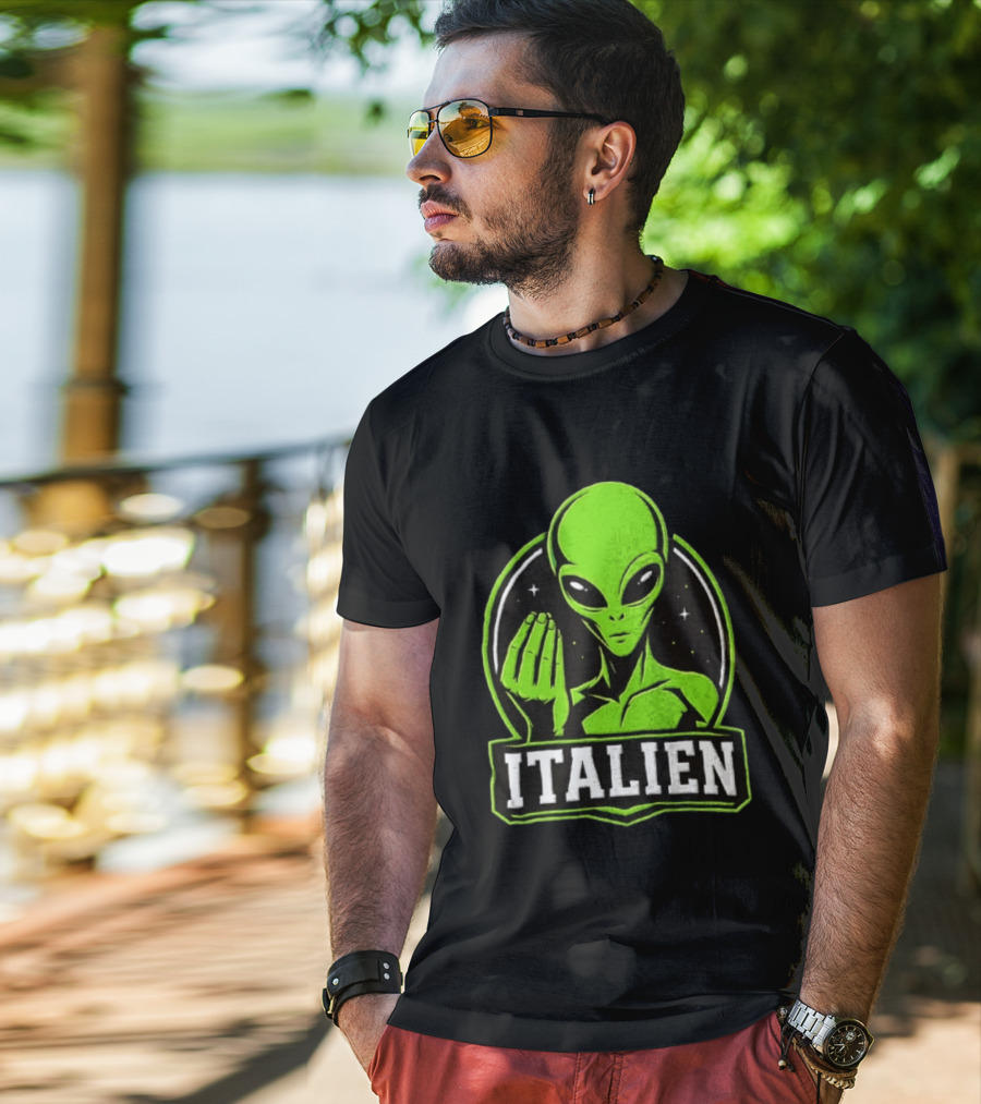 Italien Alien Hand Gesture Space Humor T-Shirt